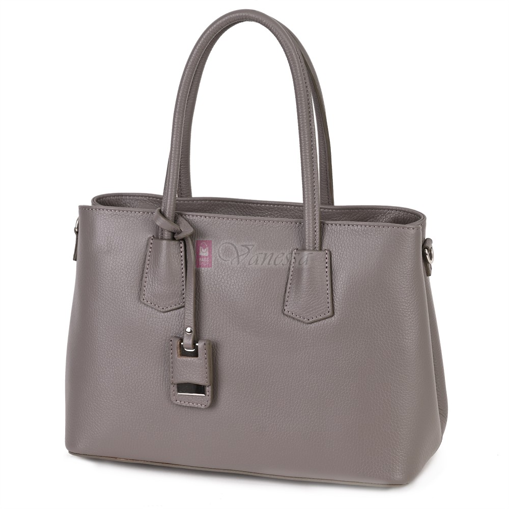 Елегантна дамска чанта от естествена кожа, в сив цвят Код: EK61-1