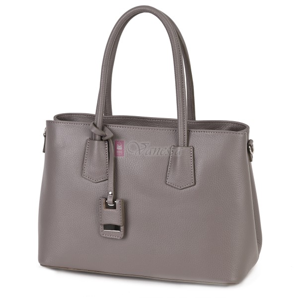 Елегантна дамска чанта от естествена кожа, в сив цвят Код: EK61-1