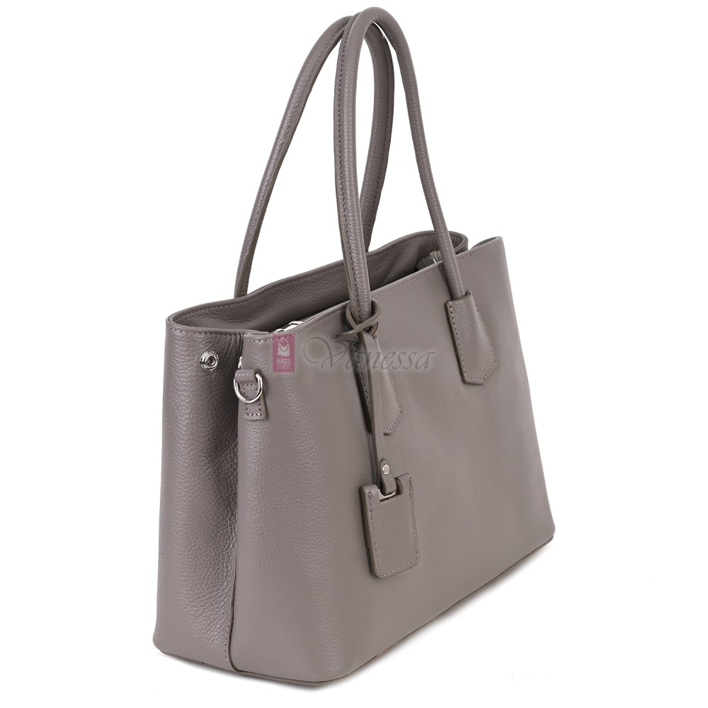 Елегантна дамска чанта от естествена кожа, в сив цвят Код: EK61-1