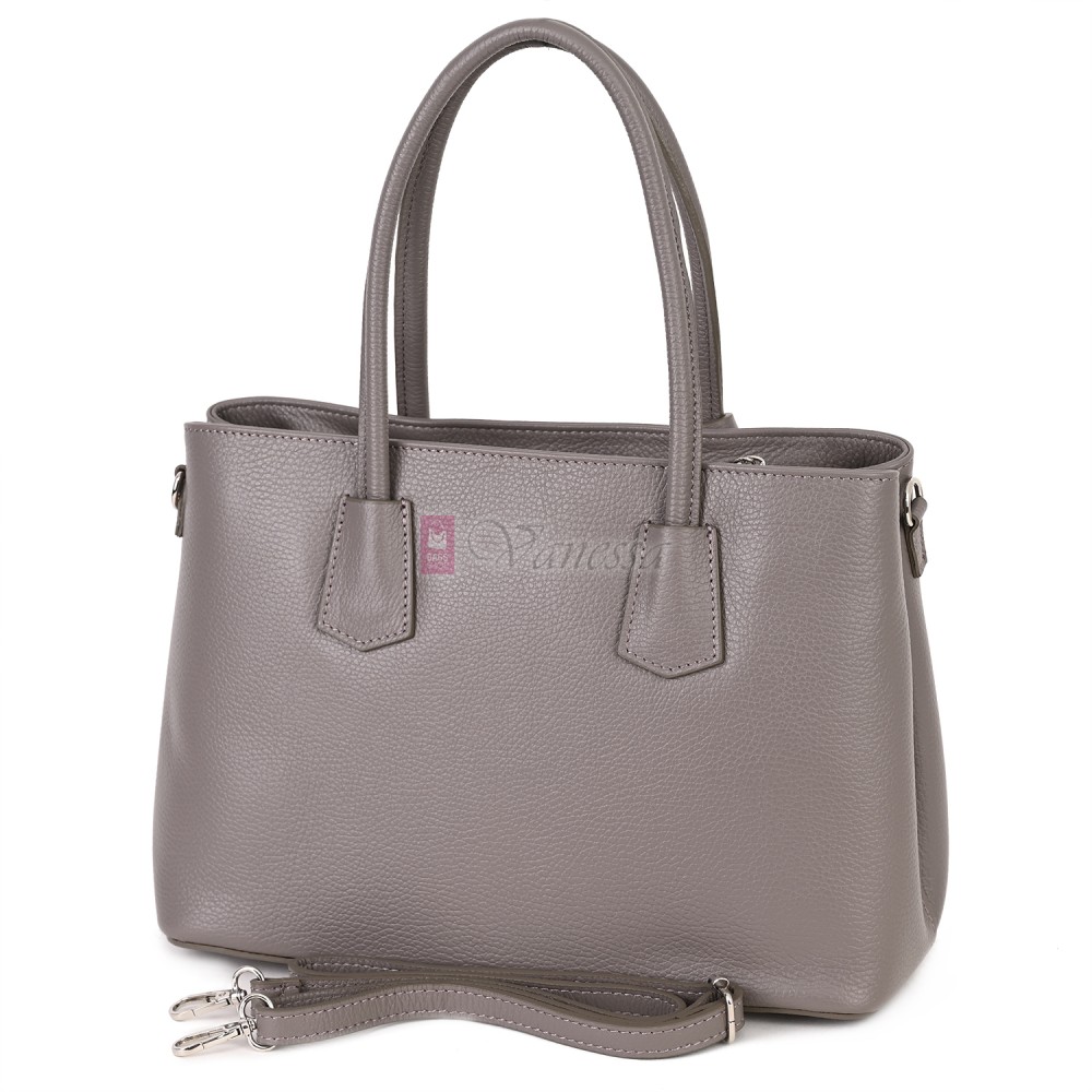 Елегантна дамска чанта от естествена кожа, в сив цвят Код: EK61-1