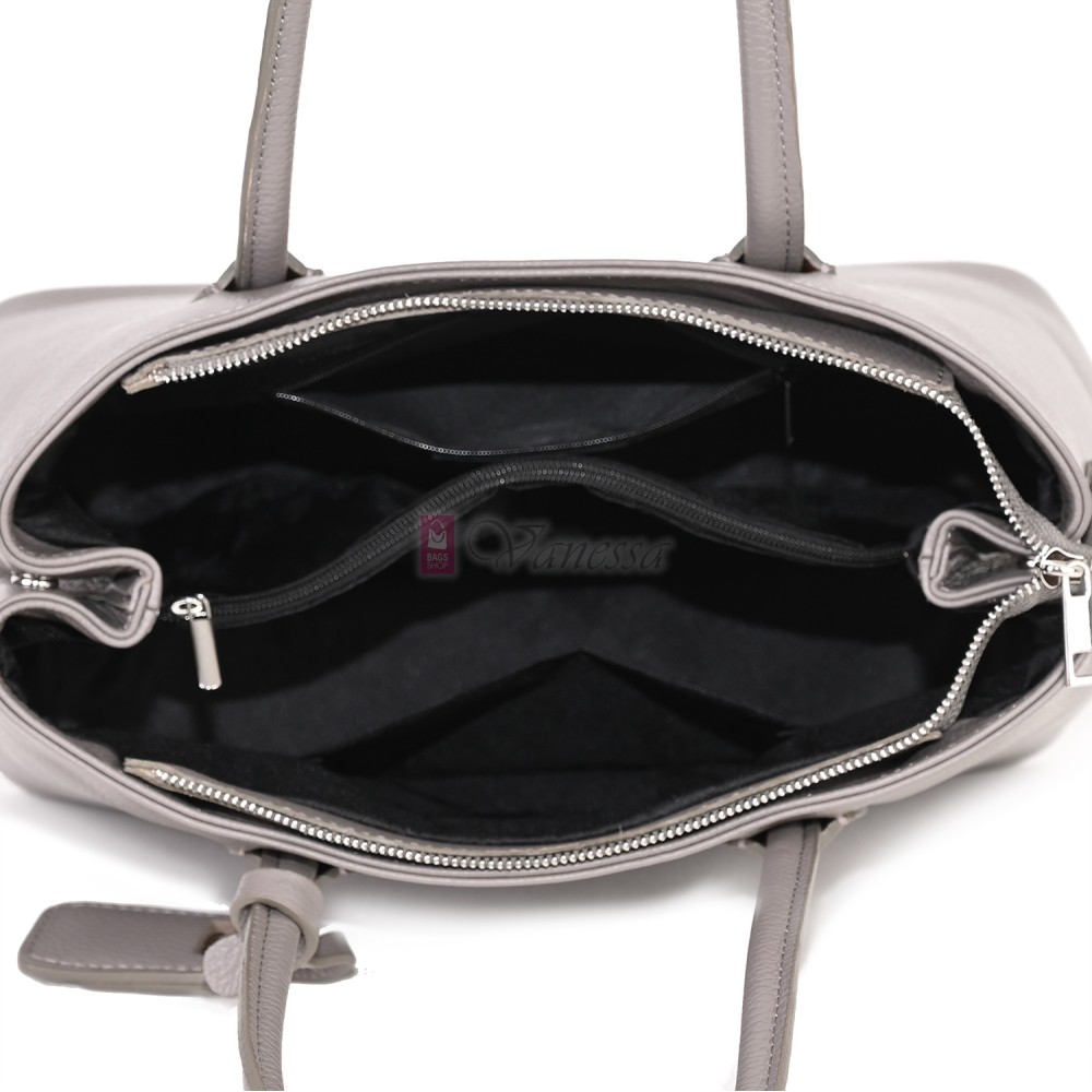 Елегантна дамска чанта от естествена кожа, в сив цвят Код: EK61-1