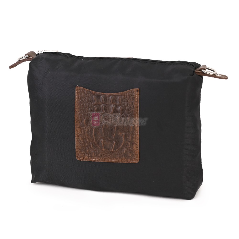 Голяма дамска чанта от естествена кожа и велур, в кафяв цвят. Код: EK62