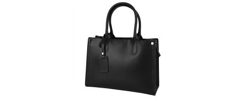 Елегантна дамска чанта от естествена кожа в черен цвят Код: EK63