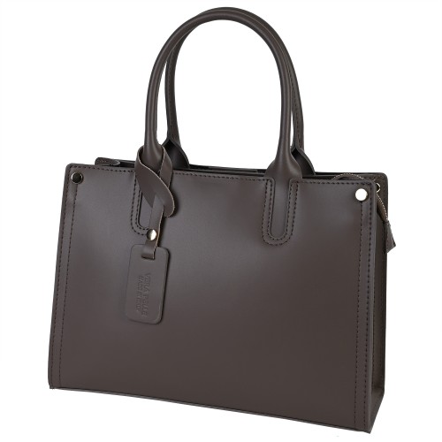 Елегантна дамска чанта от естествена кожа в тъмно бежов цвят Код: EK63