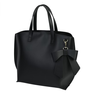 Голяма дамска чанта от естествена кожа в черен цвят Код: EK67