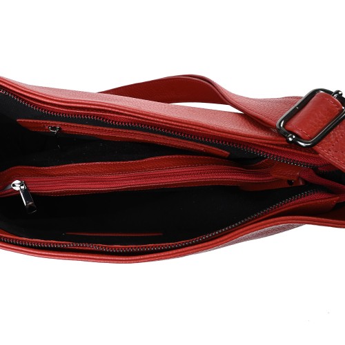 Дамска чанта от естествена кожа тип торба в червен цвят. Код: EK85-1