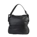 Дамска стилна чанта от естествена кожа тип торба в черен цвят. Код: EK85