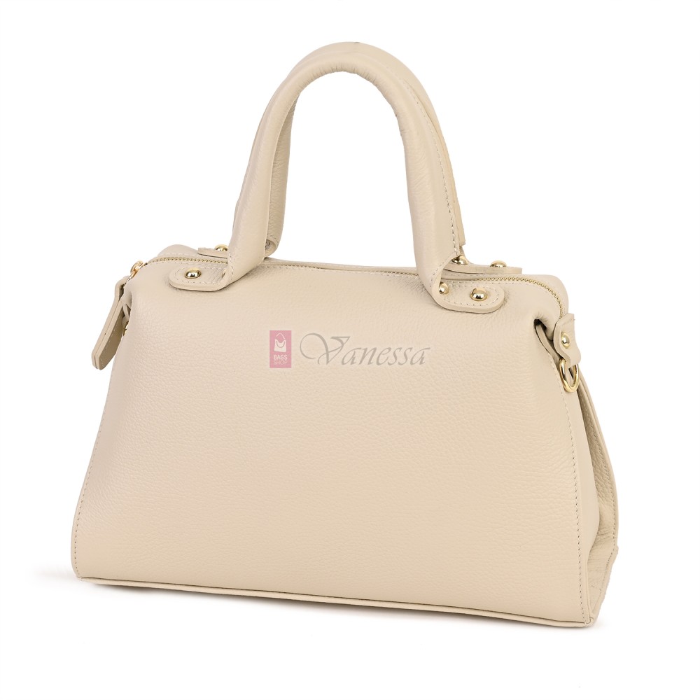 Малка дамска чанта от естествена кожа, в светлобежов цвят Код: EKM65