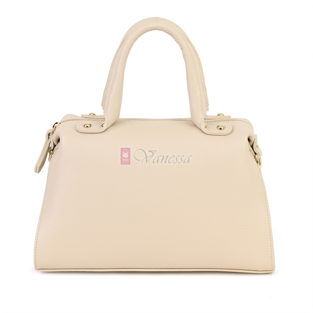 Малка дамска чанта от естествена кожа, в светлобежов цвят Код: EKM65