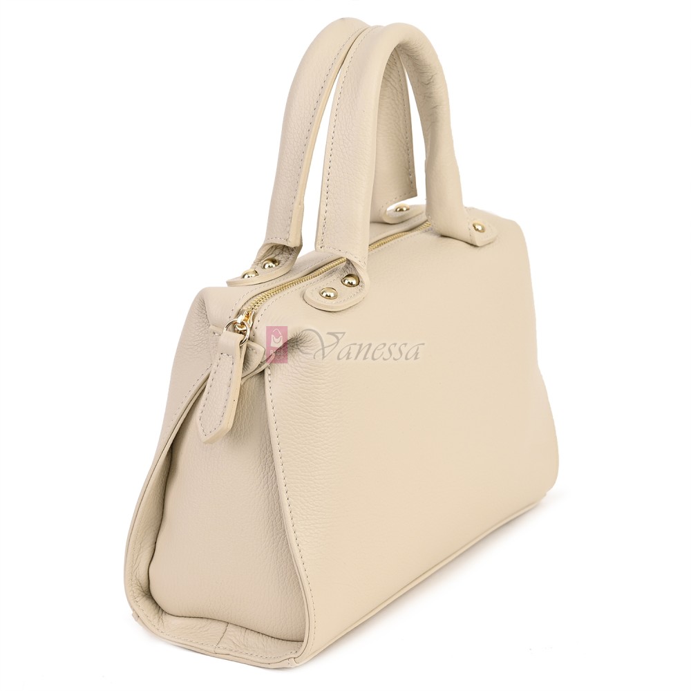 Малка дамска чанта от естествена кожа, в светлобежов цвят Код: EKM65