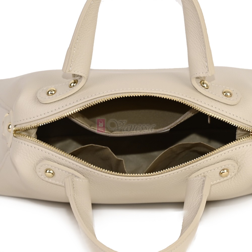 Малка дамска чанта от естествена кожа, в светлобежов цвят Код: EKM65