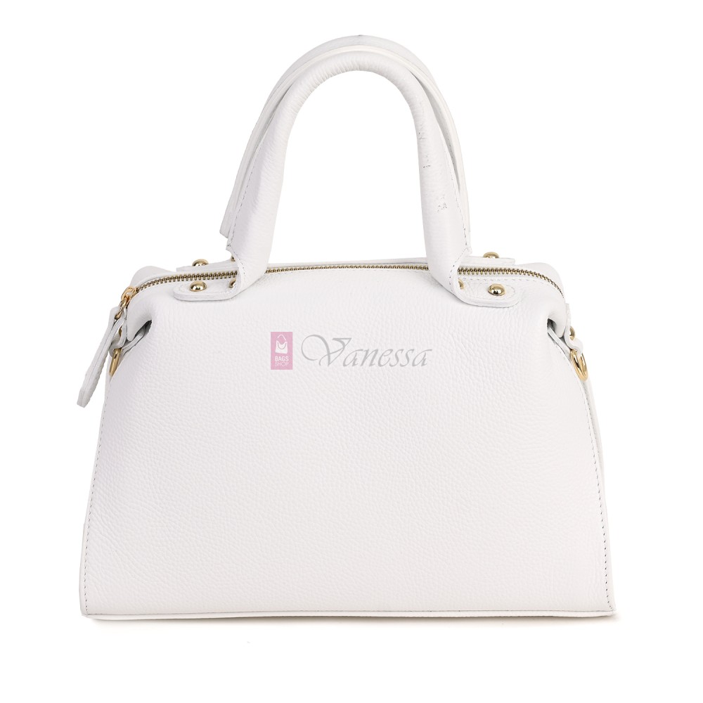 Малка дамска чанта от естествена кожа, в бял цвят Код: EKM65