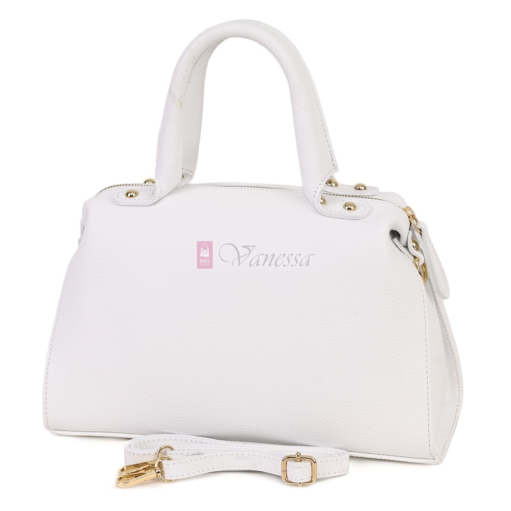 Малка дамска чанта от естествена кожа, в бял цвят Код: EKM65