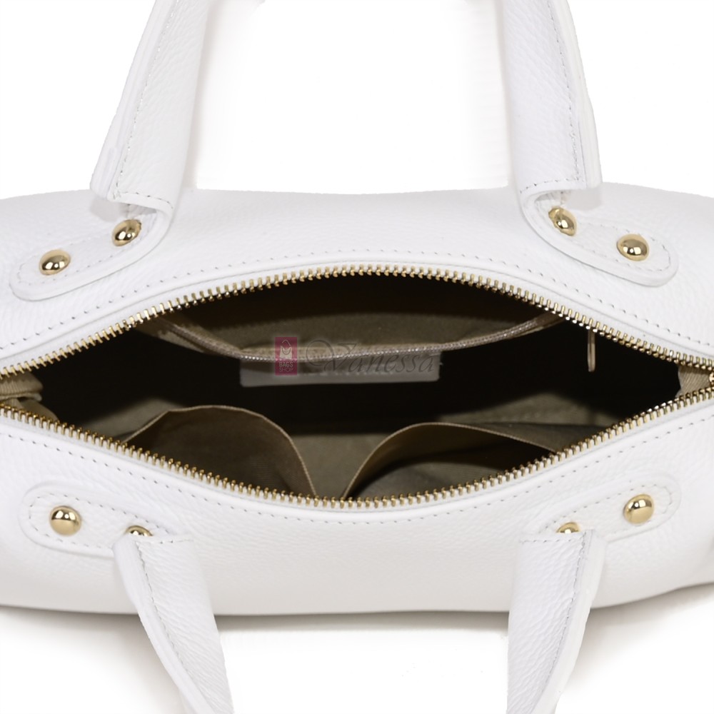 Малка дамска чанта от естествена кожа, в бял цвят Код: EKM65