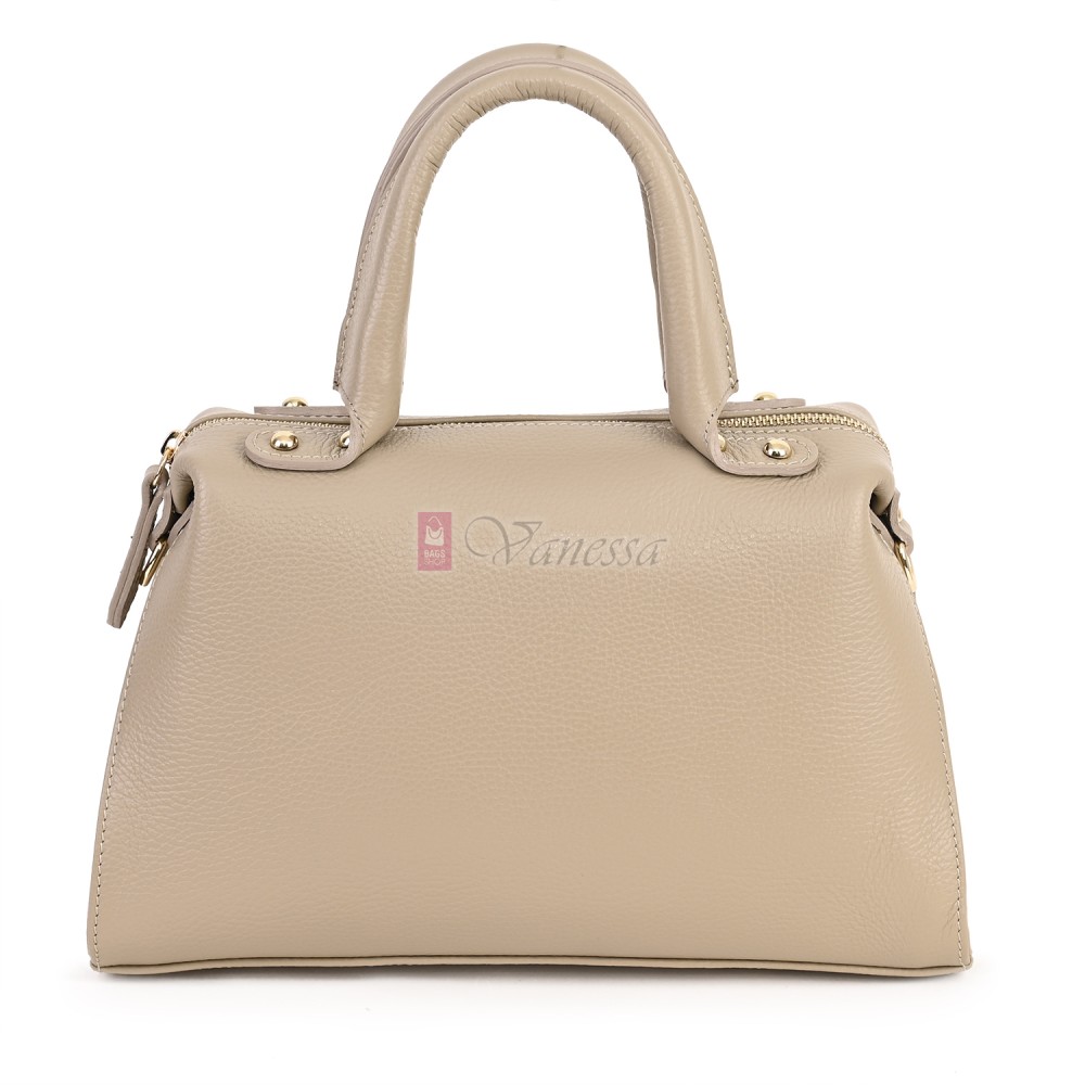 Малка дамска чанта от естествена кожа, в бежов цвят Код: EKM65