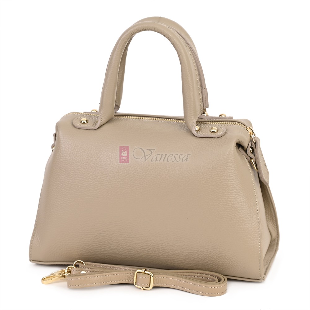 Малка дамска чанта от естествена кожа, в бежов цвят Код: EKM65
