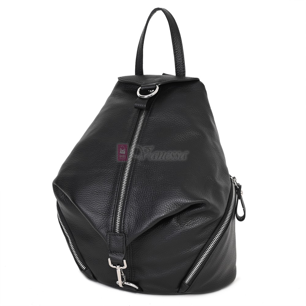 Дамска раница от естествена кожа, в черен цвят. Код: EKR72