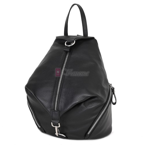 Дамска раница от естествена кожа, в черен цвят. Код: EKR72