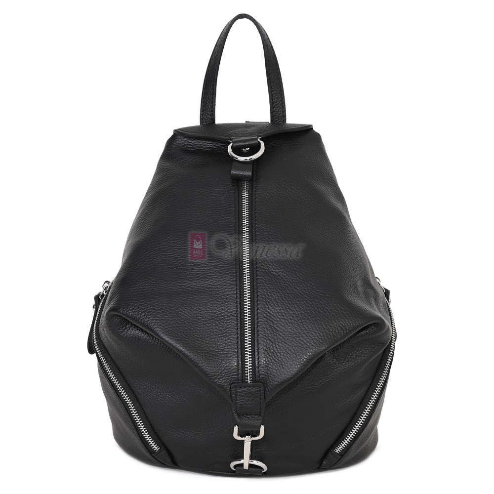 Дамска раница от естествена кожа, в черен цвят. Код: EKR72