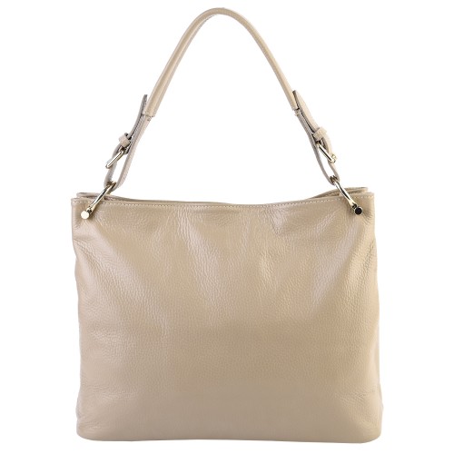Голяма дамска чанта от естествена кожа в бежов цвят. Код: EKT61