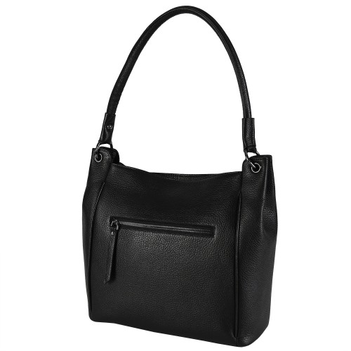 Дамска чанта от естествена кожа в черен цвят Код: EKTR155