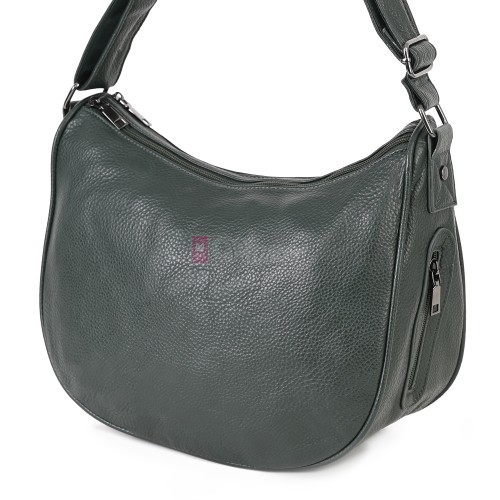 Дамска чанта от висококачествена еко кожа в тъмнозелен цвят Код: H306