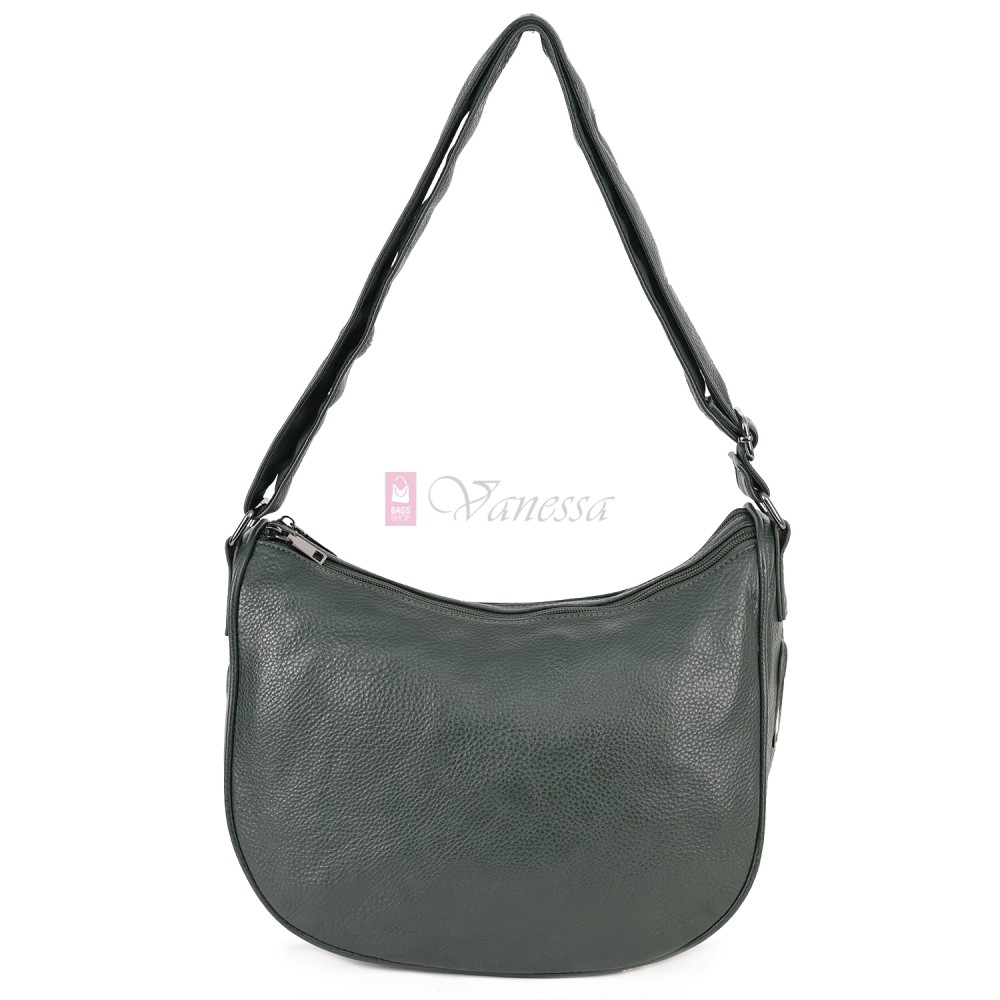 Дамска чанта от висококачествена еко кожа в тъмнозелен цвят Код: H306