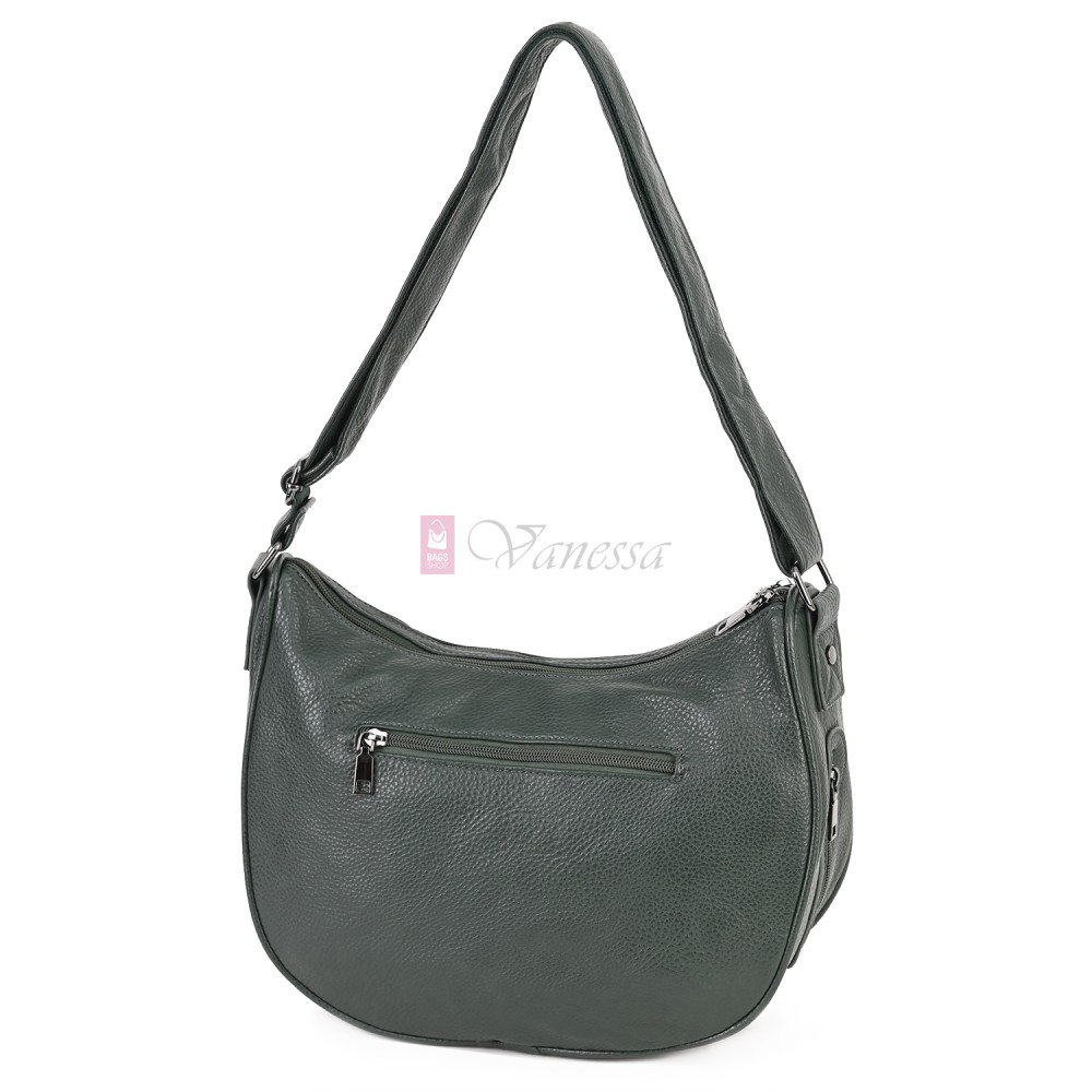 Дамска чанта от висококачествена еко кожа в тъмнозелен цвят Код: H306