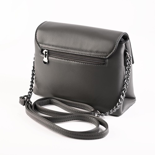 Дамска чанта през рамо от еко кожа в сив цвят. Код: H7871
