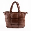 Дамска чанта от еко кожа тип торба - кафява. Код: HJ762