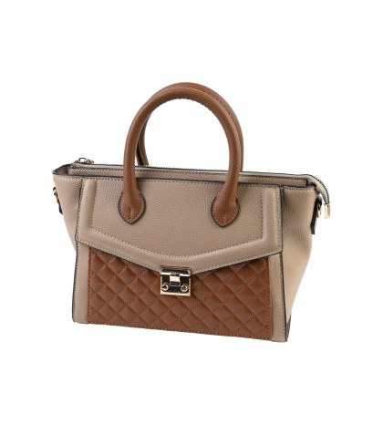 Малка дамска чанта от висококачествена еко кожа - цвят кафяв - Код: K007
