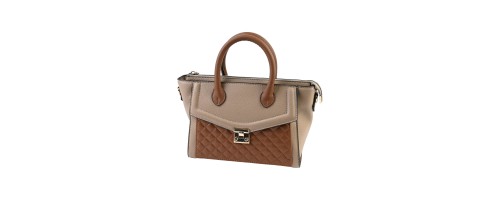 Малка дамска чанта от висококачествена еко кожа - цвят кафяв - Код: K007