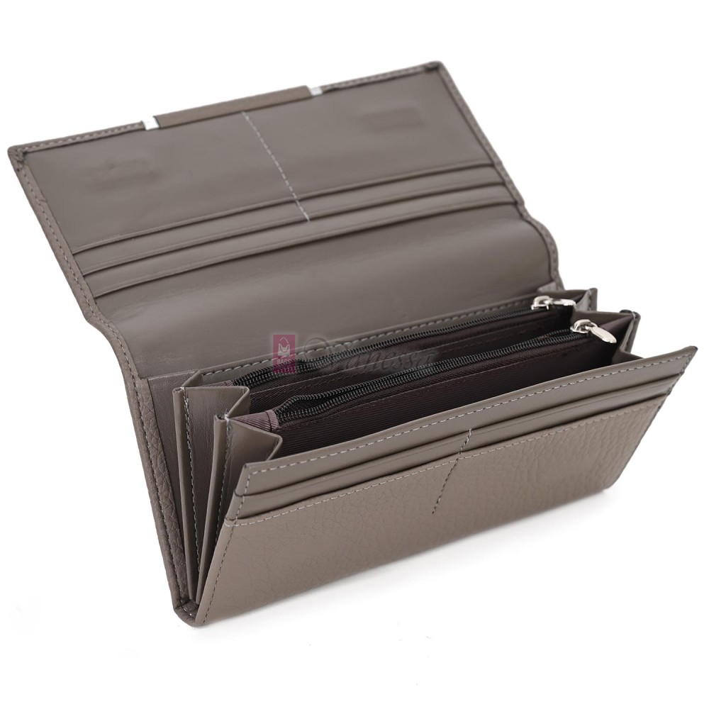 Голямо дамско портмоне от висококачествена еко кожа в бежов цвят. КОД: L2-38