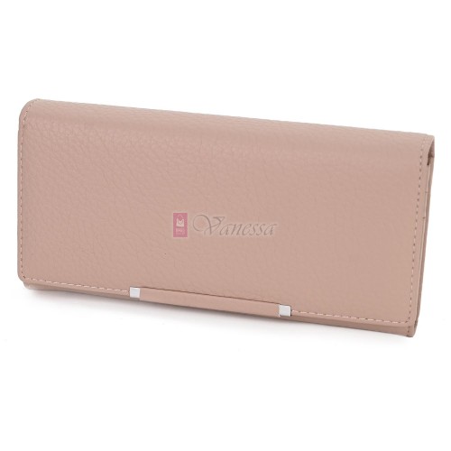 Голямо дамско портмоне от висококачествена еко кожа в розов цвят. КОД: L2-38