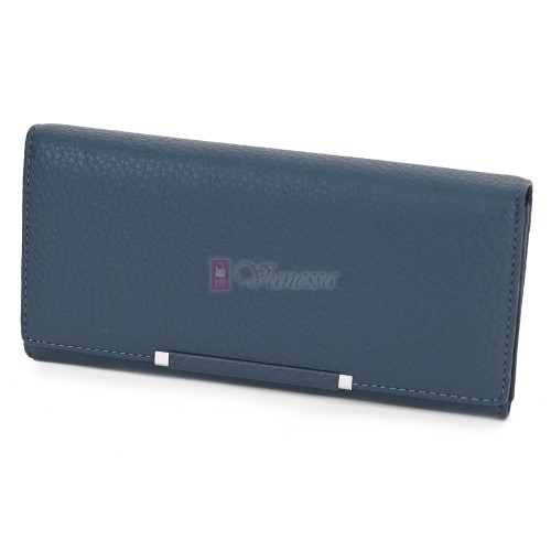 Голямо дамско портмоне от висококачествена еко кожа в син цвят. КОД: L2-38