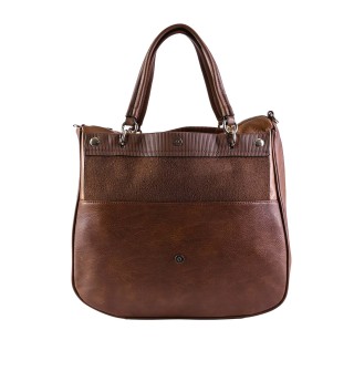 Ежедневна дамска чанта тип торба от еко кожа в цвят табак. Код: MC220 