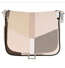 Дамска чанта от естествена кожа направена от парчета в светли цветове. Код: P002