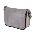 Дамска чанта от естествена кожа направена от парчета в сив цвят. Код: P003