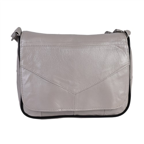 Дамска чанта от естествена кожа направена от парчета в сив цвят. Код: P003