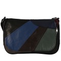 Дамска чанта от естествена кожа направена от парчета в тъмни шарени цветове. Код: P004