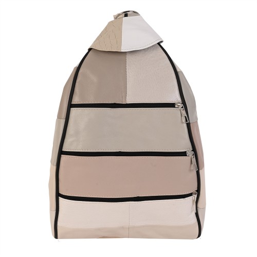 Дамска раница/чанта от естествена кожа направена от парчета в светли цветове. Код: P005