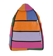 Дамска раница/чанта от естествена кожа направена от парчета в шарени цветове. Код: P005