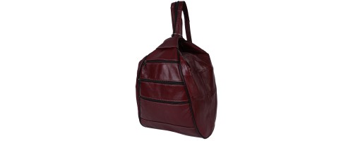Дамска раница/чанта от естествена кожа направена от парчета в цвят бордо. Код: P005