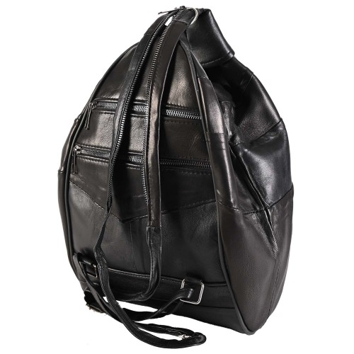 Дамска раница/чанта от естествена кожа направена от парчета в черен цвят. Код: P005