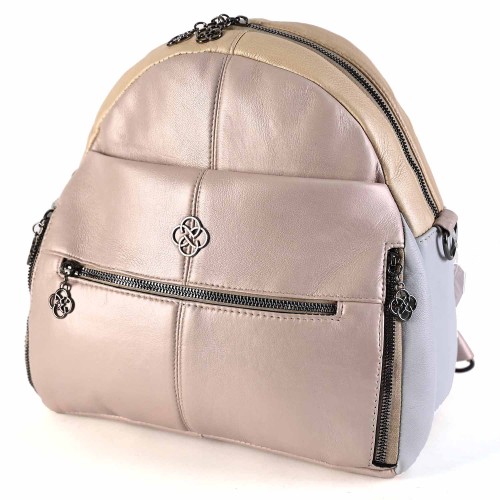 Дамска чанта/раница от естествена кожа - от парчета в светли пастелни цветове. Код: RZ1