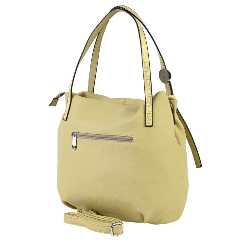 Дамска чанта тип торба от висококачествена еко кожа в жълт цвят Код: RZ5/9
