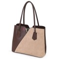 Елегантна дамска чанта от висококачествена еко кожа в кафяв/бежов цвят. Код: T44V-1