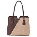 Елегантна дамска чанта от висококачествена еко кожа в кафяв/бежов цвят. Код: T44V-1