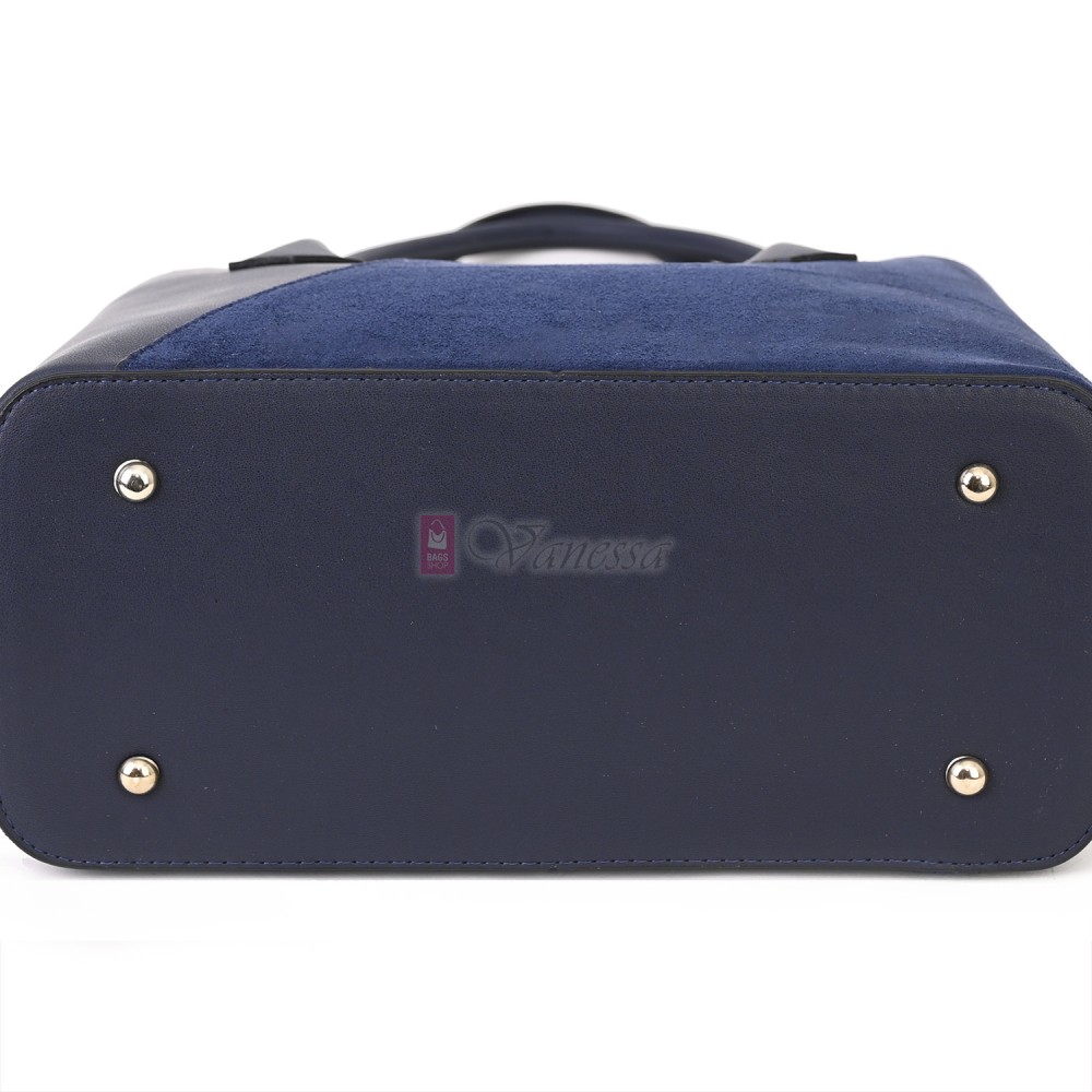 Елегантна дамска чанта от висококачествена еко кожа в тъмносин цвят. Код: T44V-1