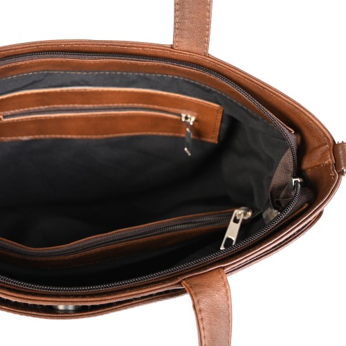 Дамска ежедневна чанта от естествена кожа в кафяв цвят. Код: TRT11